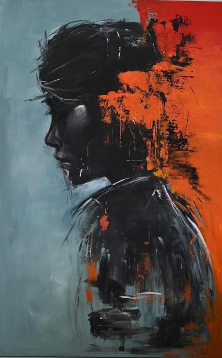 Stil profiel, portret in acryl